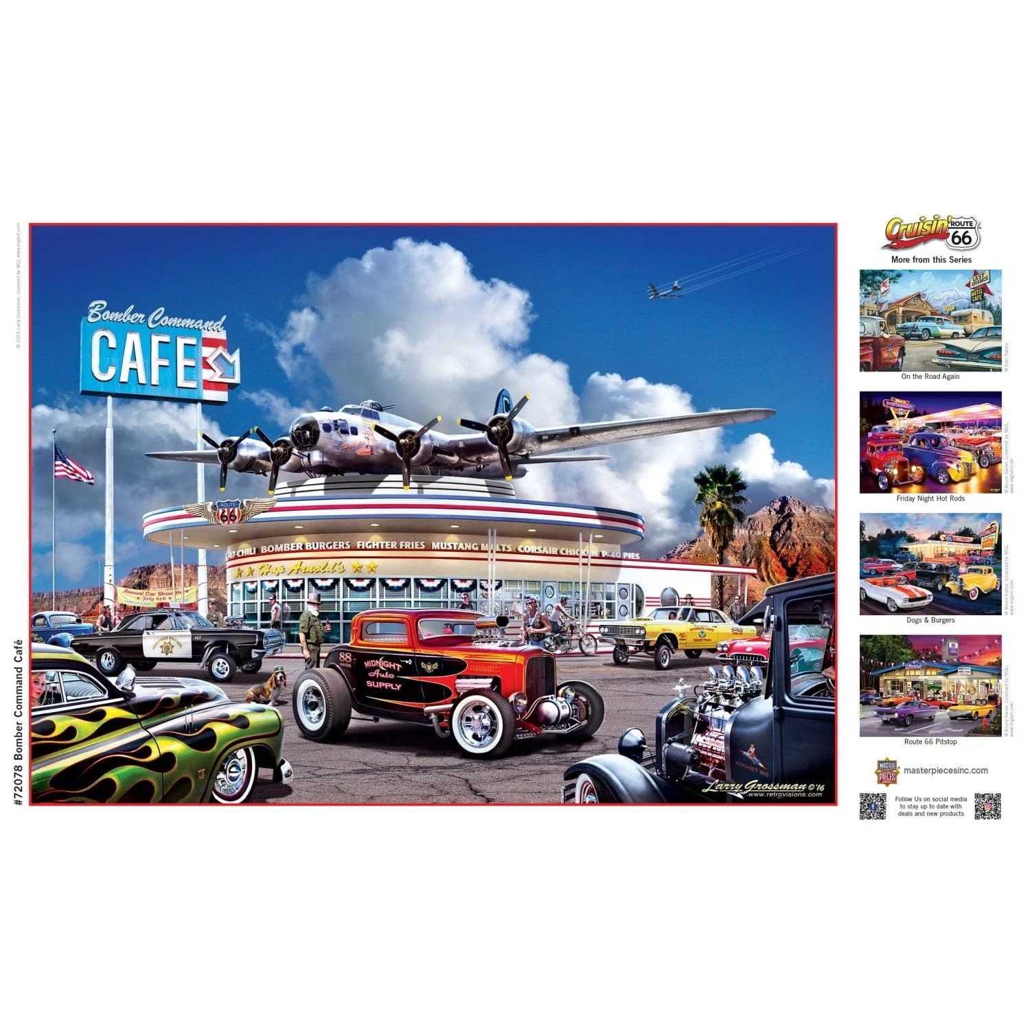 Puzzle (1000 pièces) Cruisin‘ Rt66 - Bomber Command Café - Larry Grossman – Image 3