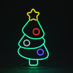 Décoration Murale Néon LED "Sapin Décoré" – 30 cm