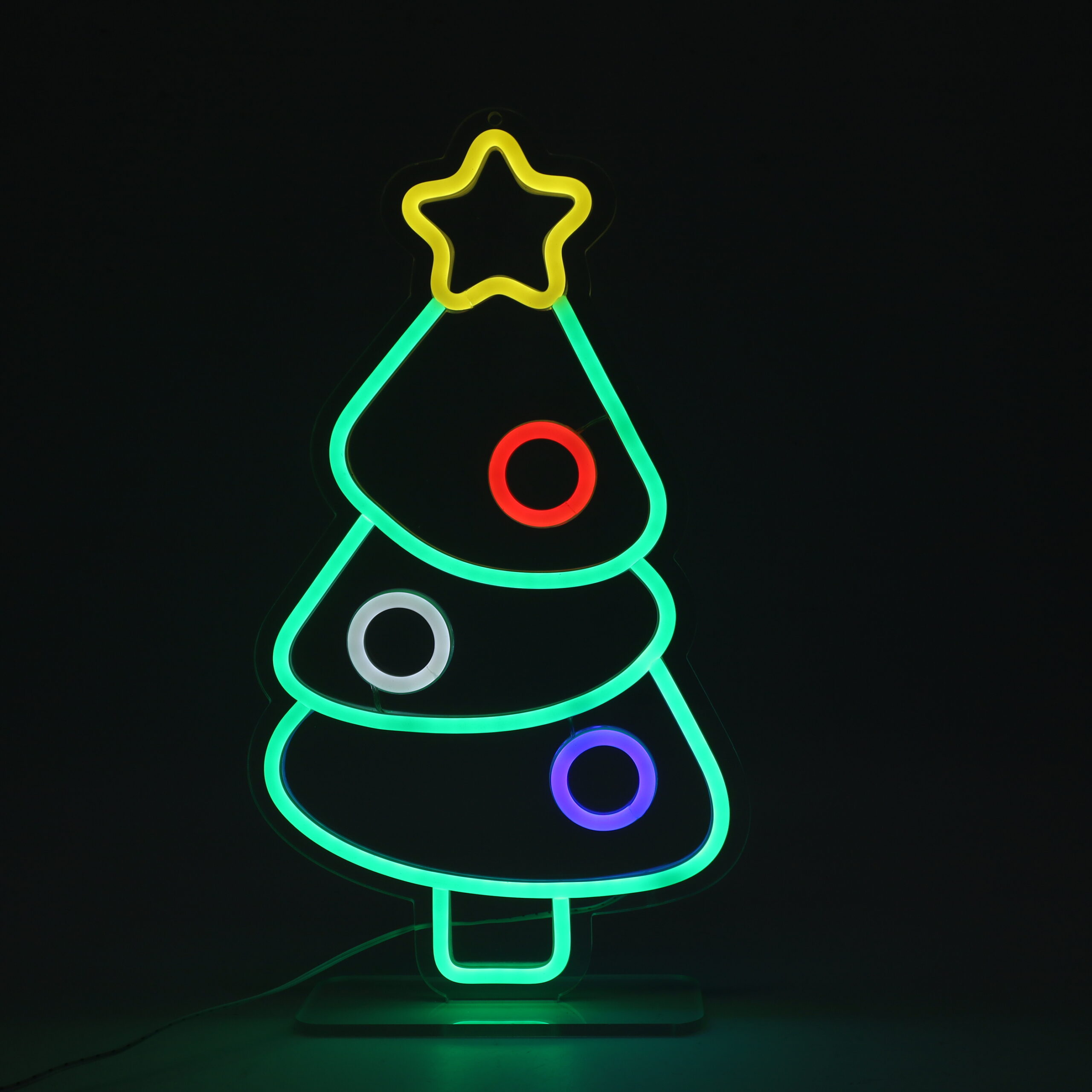 Décoration Murale Néon LED "Sapin Décoré" – 30 cm
