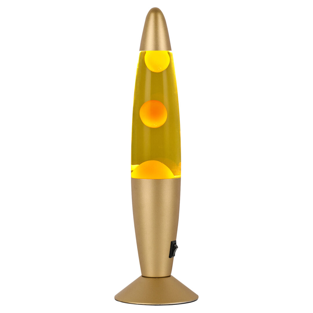 3361410183934 Lampe à lave "Colima" Dorée Mat – 34 cm