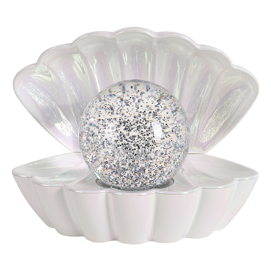 Lampe à Paillettes "Coquillage" Blanc Nacré – 15 cm