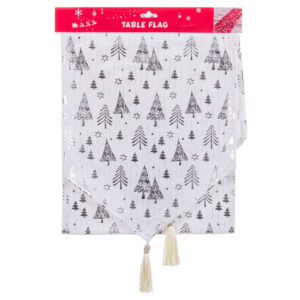 Chemin de Table Festif en Polyester Argent – 33 x 175 cm