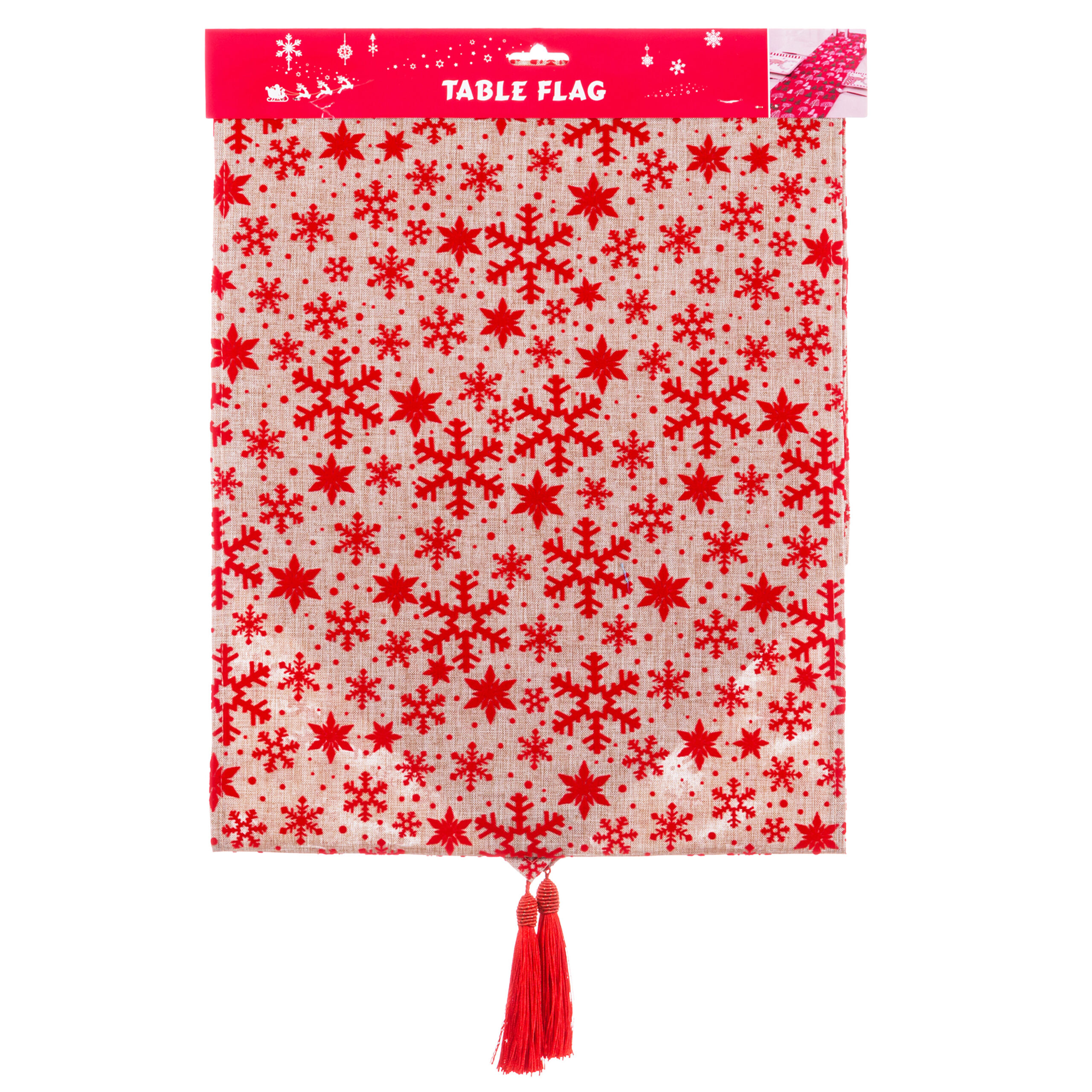 Chemin de Table Festif en Polyester Rouge – 33 x 175 cm