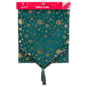 Chemin de Table Festif en Polyester Vert – 33 x 175 cm