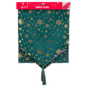 Chemin de Table Festif en Polyester Vert – 33 x 175 cm