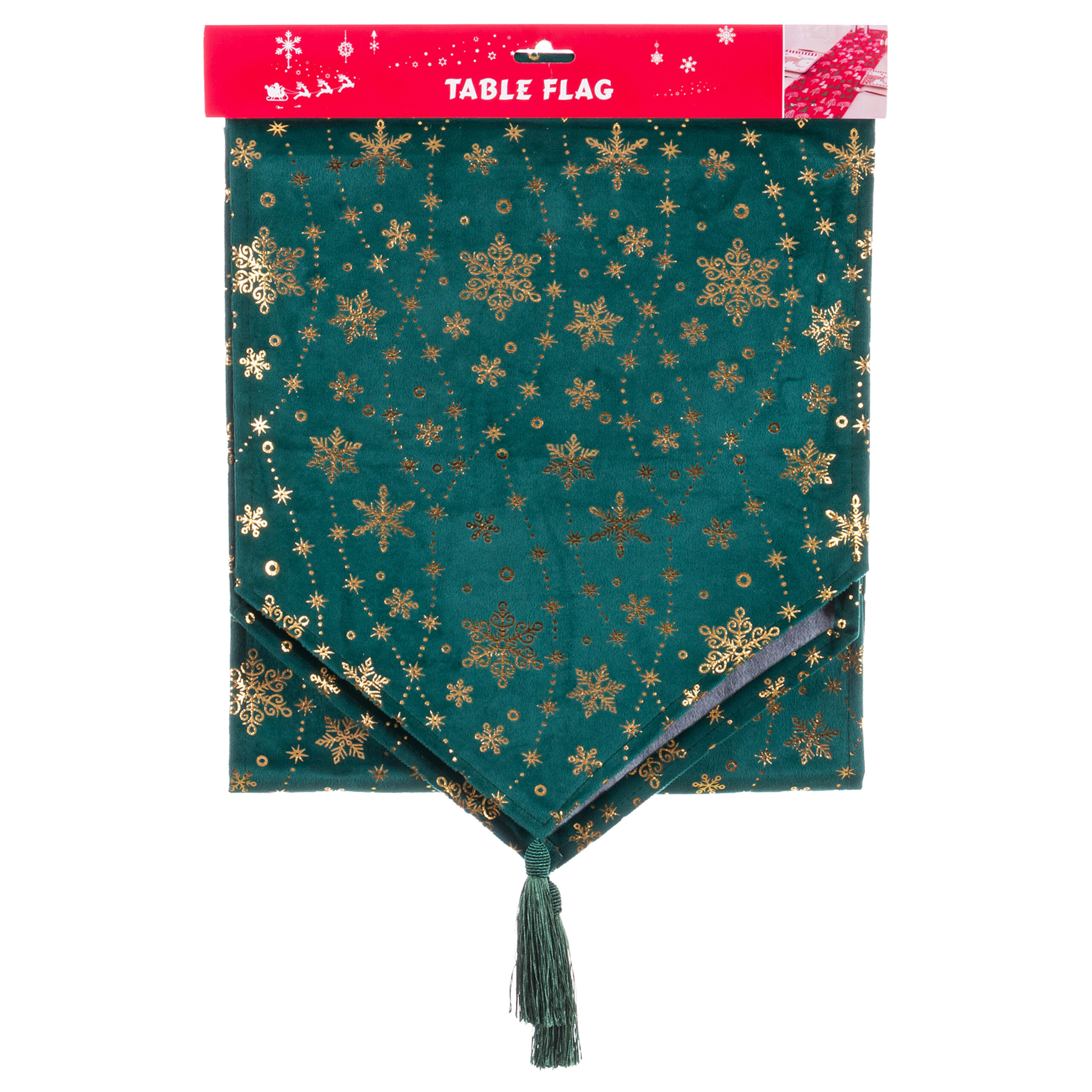 Chemin de Table Festif en Polyester Vert – 33 x 175 cm