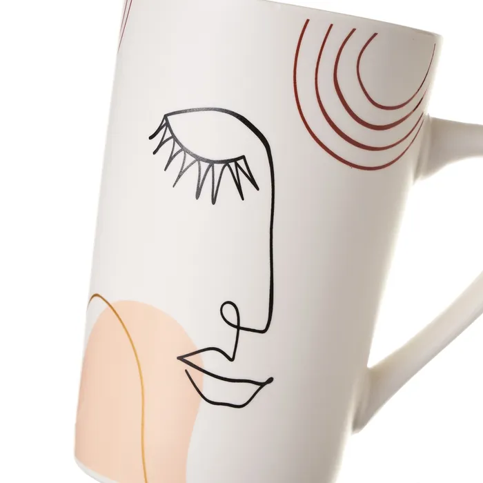 Lot de 2 Mugs "Faces" – Motifs Graphiques Noir et Or 370ml – Image 3