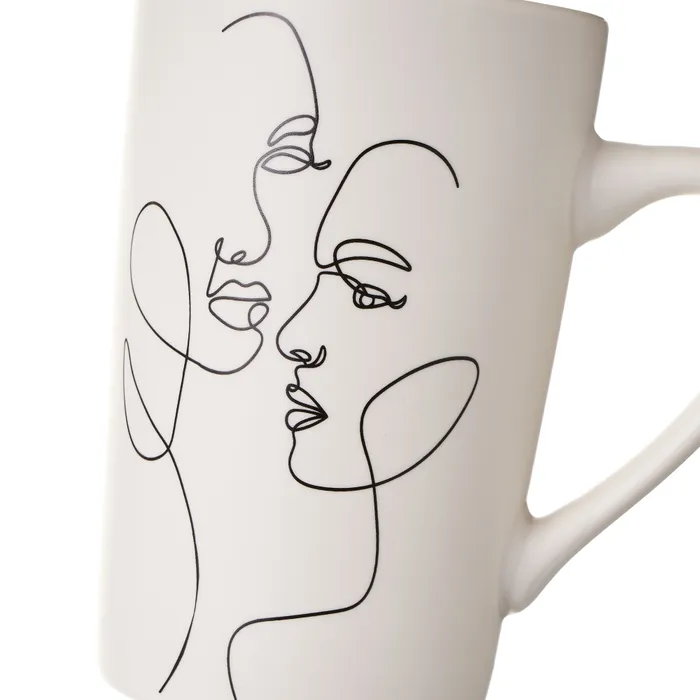 Lot de 2 Mugs "Faces" – Motifs Graphiques Noir et Or 370ml – Image 2