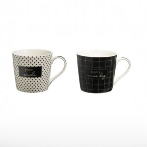 Lot de 2 Mugs en Céramique "Positive Vibes" – Just Smile & Nice Day 370 ml