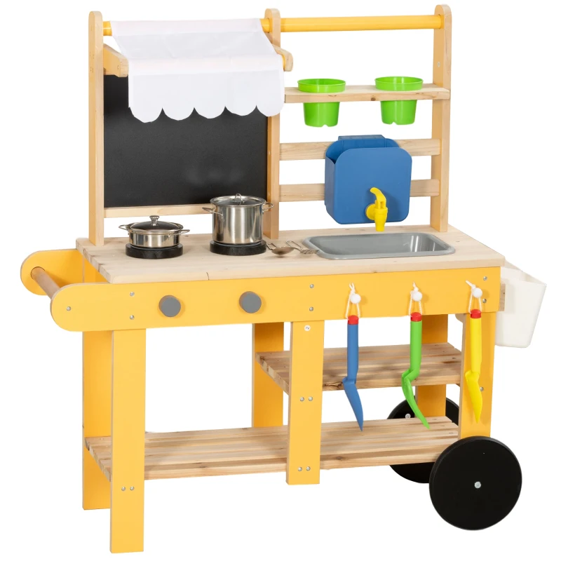 Cuisine enfant en bois avec roulettes – Image 2