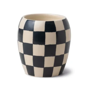 Bougie en Porcelaine Checkmate Noire à Carreaux - Figue Noire + Olive (311g)