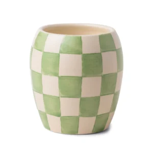 Bougie en Porcelaine Checkmate Sauge à Carreaux - Fleur de Cactus (311g)