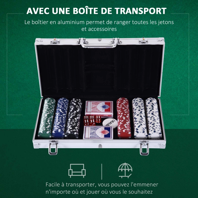 Coffret de Poker Complet avec 300 jetons 2 Jeux de Cartes + 2 clés Aluminium – Image 2