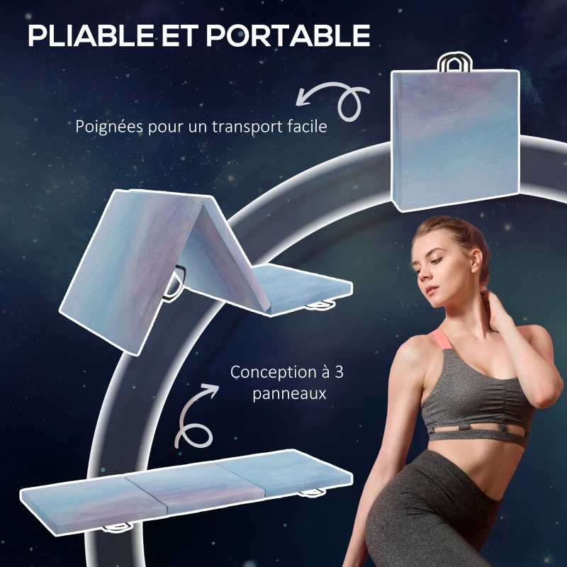 Tapis de gymnastique yoga pilates fitness pliable – Image 3