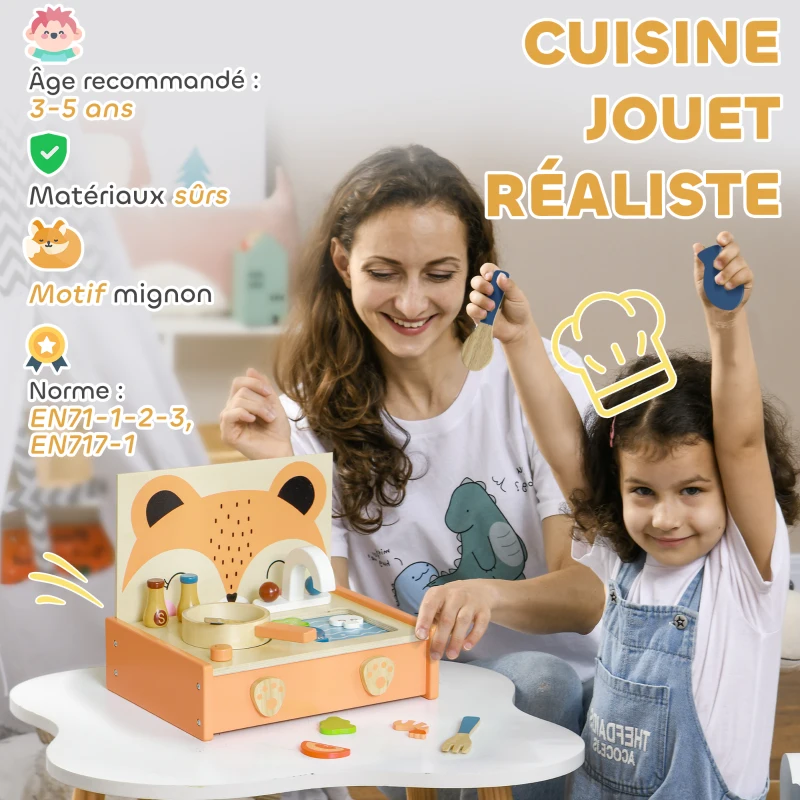 Mini-cuisine en bois jouet enfant – Image 6