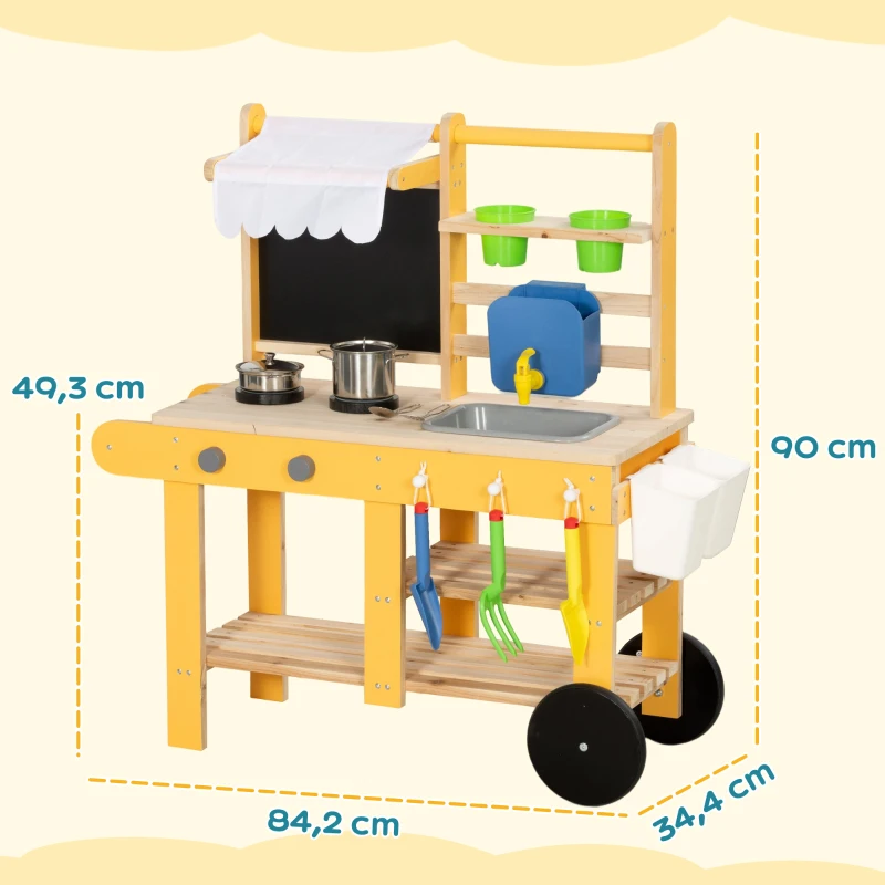 Cuisine enfant en bois avec roulettes – Image 6