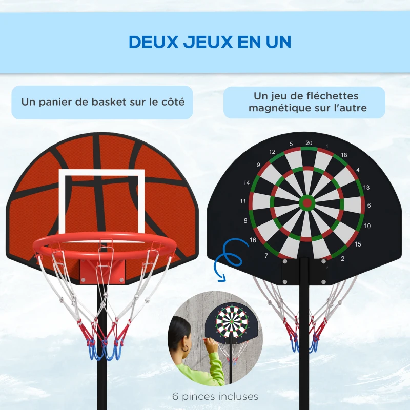 Support panier de basket-ball 2 en 1 jeu de 6 fléchettes magnétique – Image 4