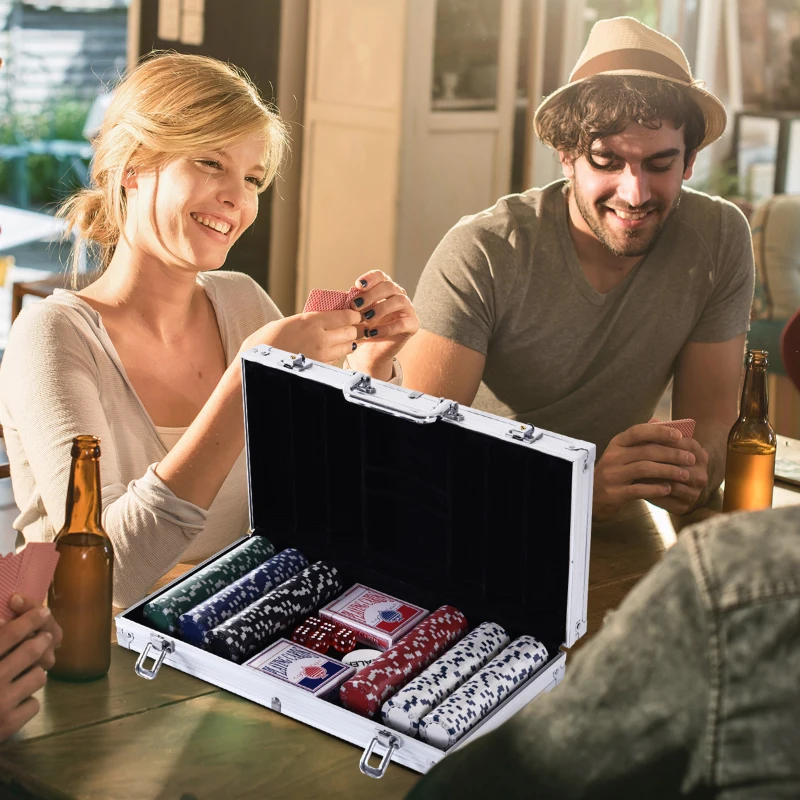 Coffret de Poker Complet avec 300 jetons 2 Jeux de Cartes + 2 clés Aluminium – Image 3