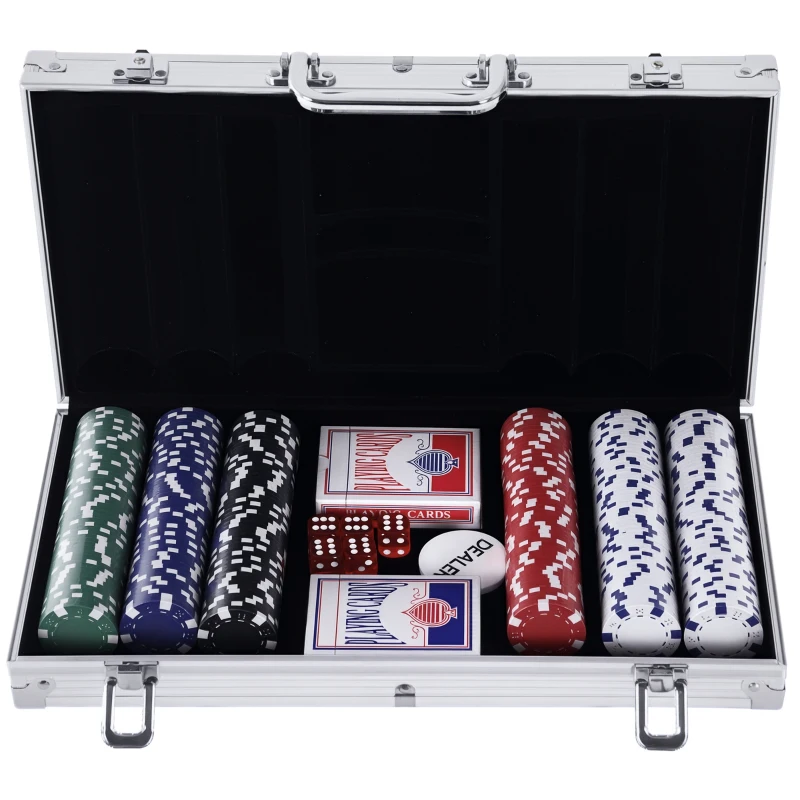 grf8e6197f56518e5.jpg Coffret de Poker Complet avec 300 jetons 2 Jeux de Cartes + 2 clés Aluminium