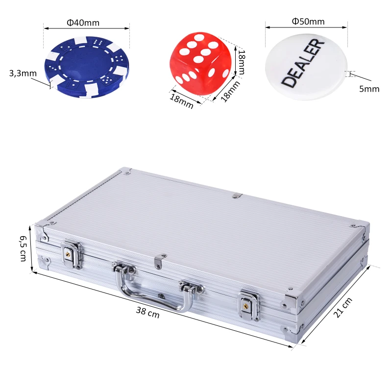 Coffret de Poker Complet avec 300 jetons 2 Jeux de Cartes + 2 clés Aluminium – Image 4