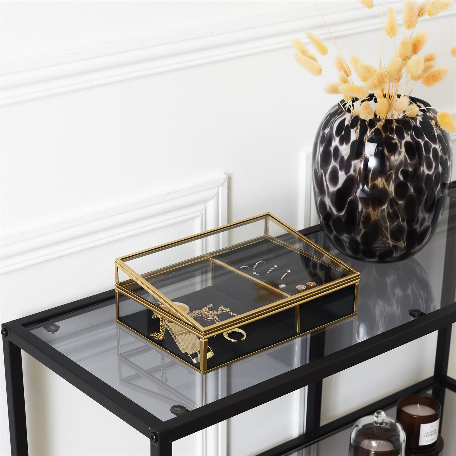 Boite A Bijoux Verre Et Velours Noir – Image 3