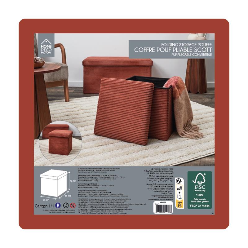 Coffre Pouf Pliable Cotele Scott Terra – Image 6
