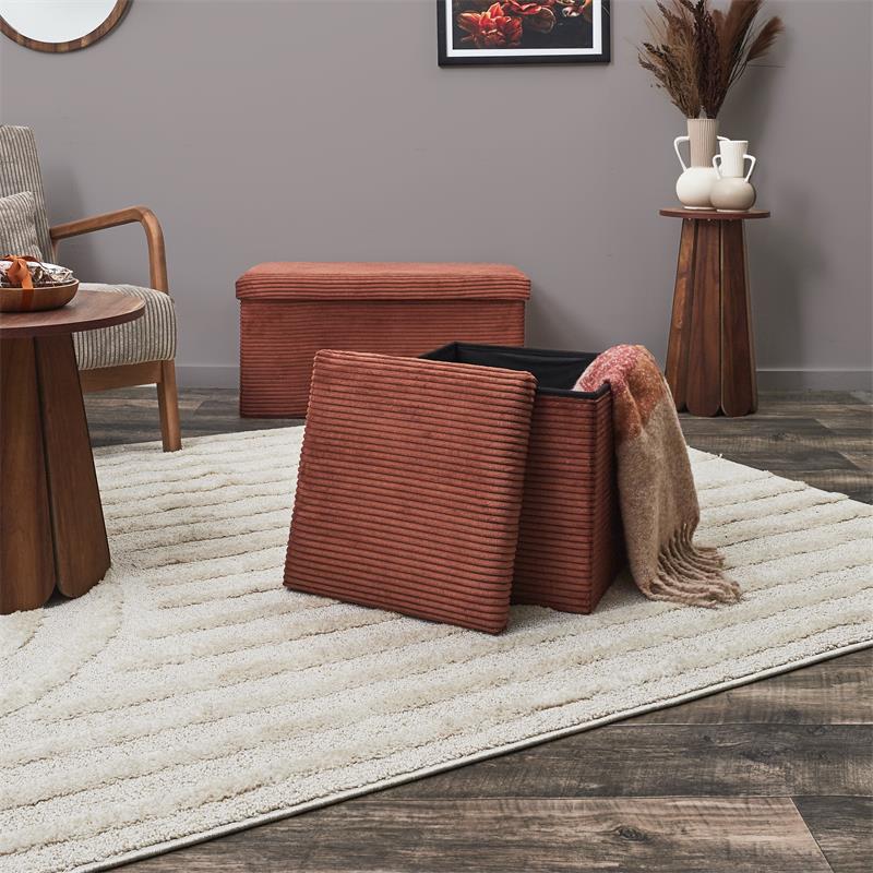 Coffre Pouf Pliable Cotele Scott Terra – Image 2