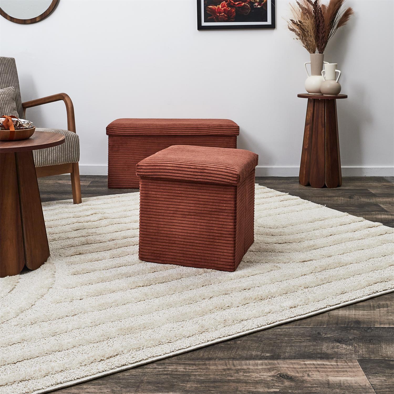 Coffre Pouf Pliable Cotele Scott Terra – Image 3