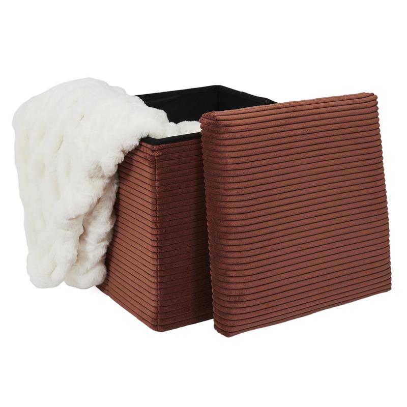 Coffre Pouf Pliable Cotele Scott Terra – Image 5