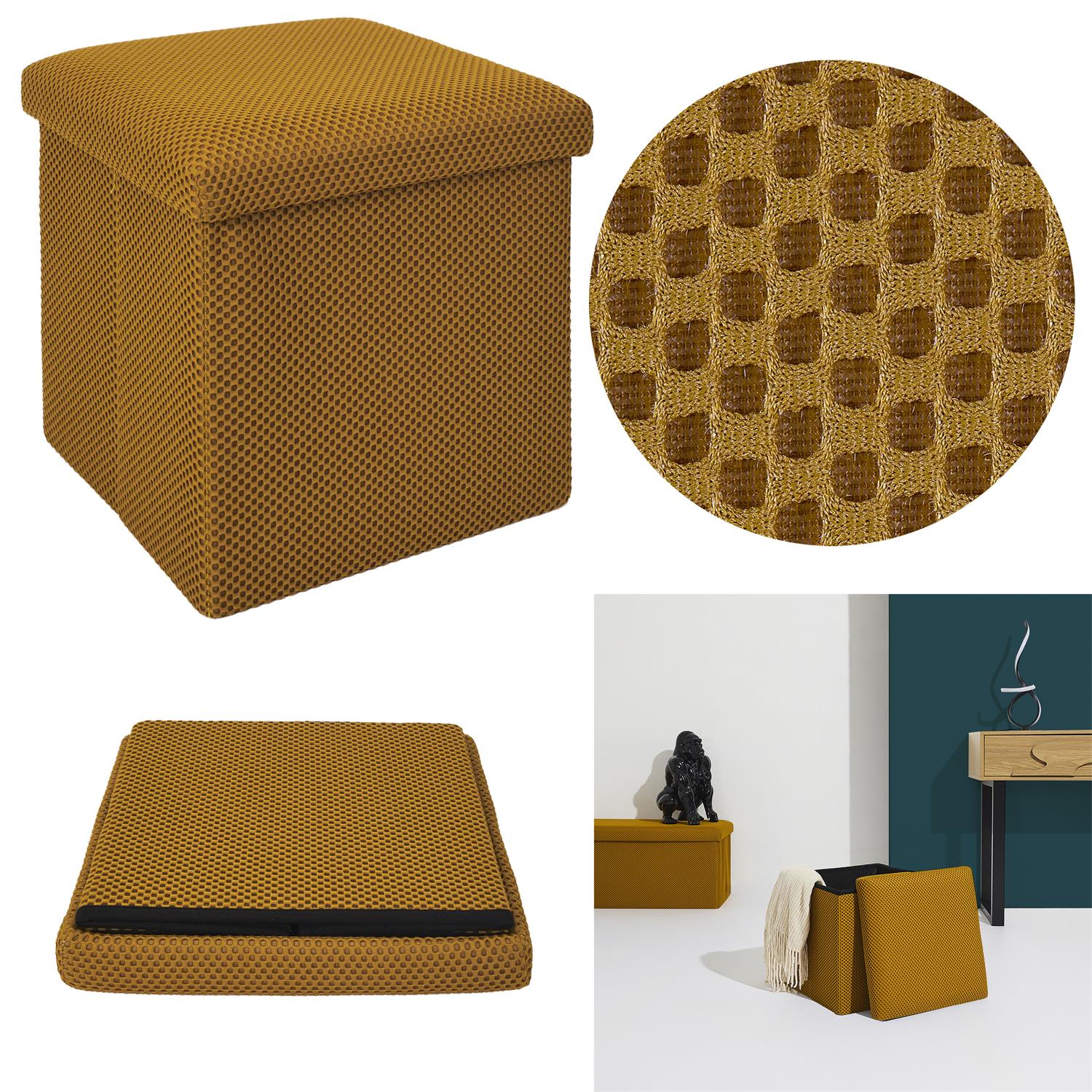 Coffre Pouf Pliable Atome Jaune