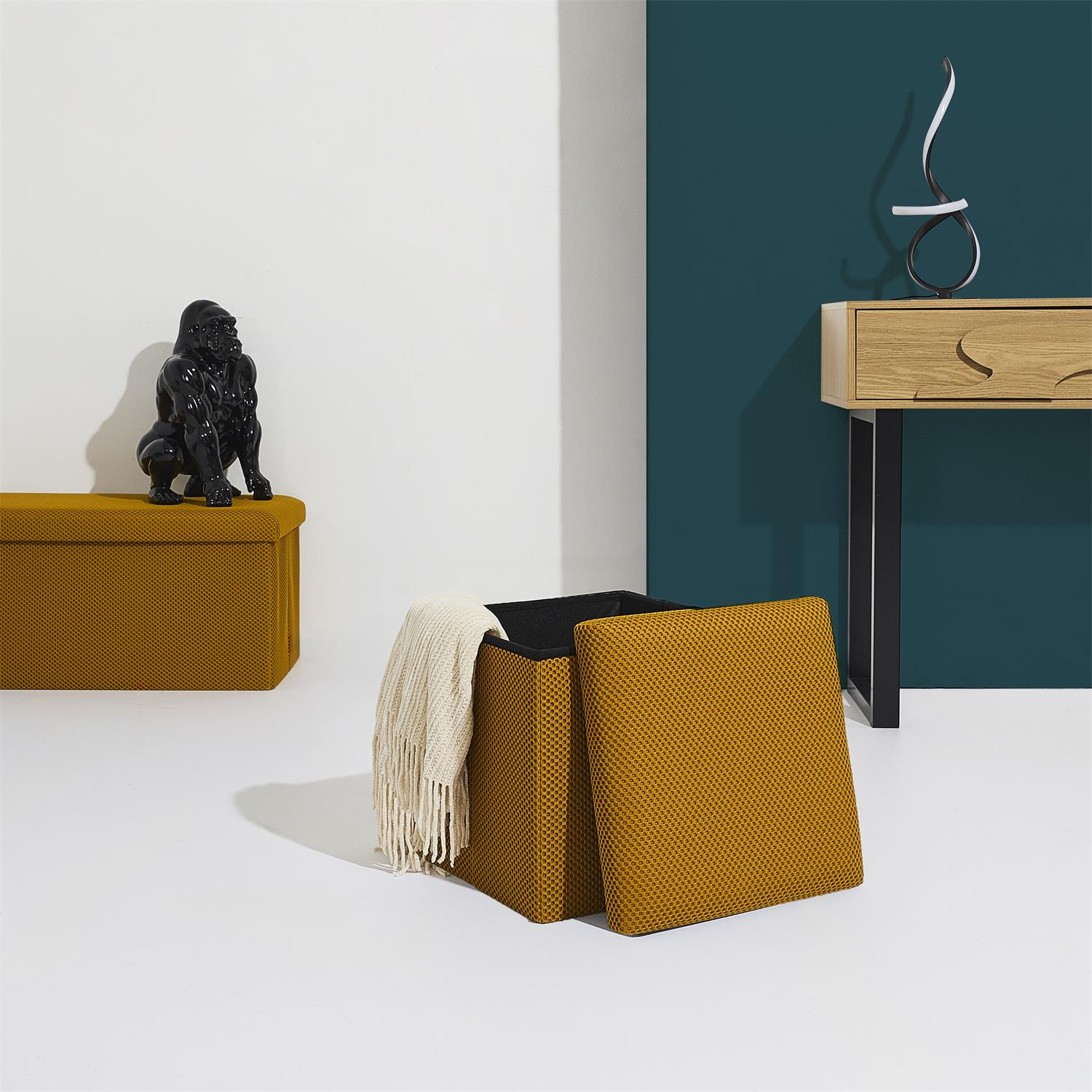 Coffre Pouf Pliable Atome Jaune – Image 2