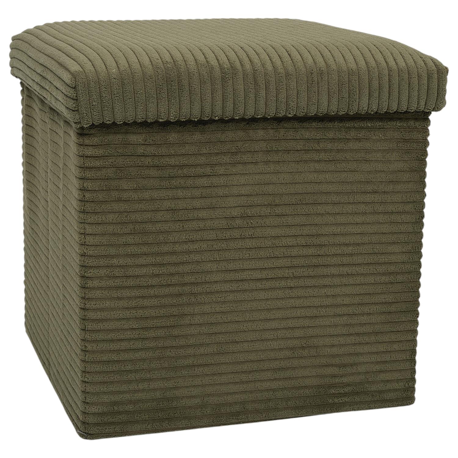 Coffre Pouf Pliable Cotele Scott Vert – Image 5