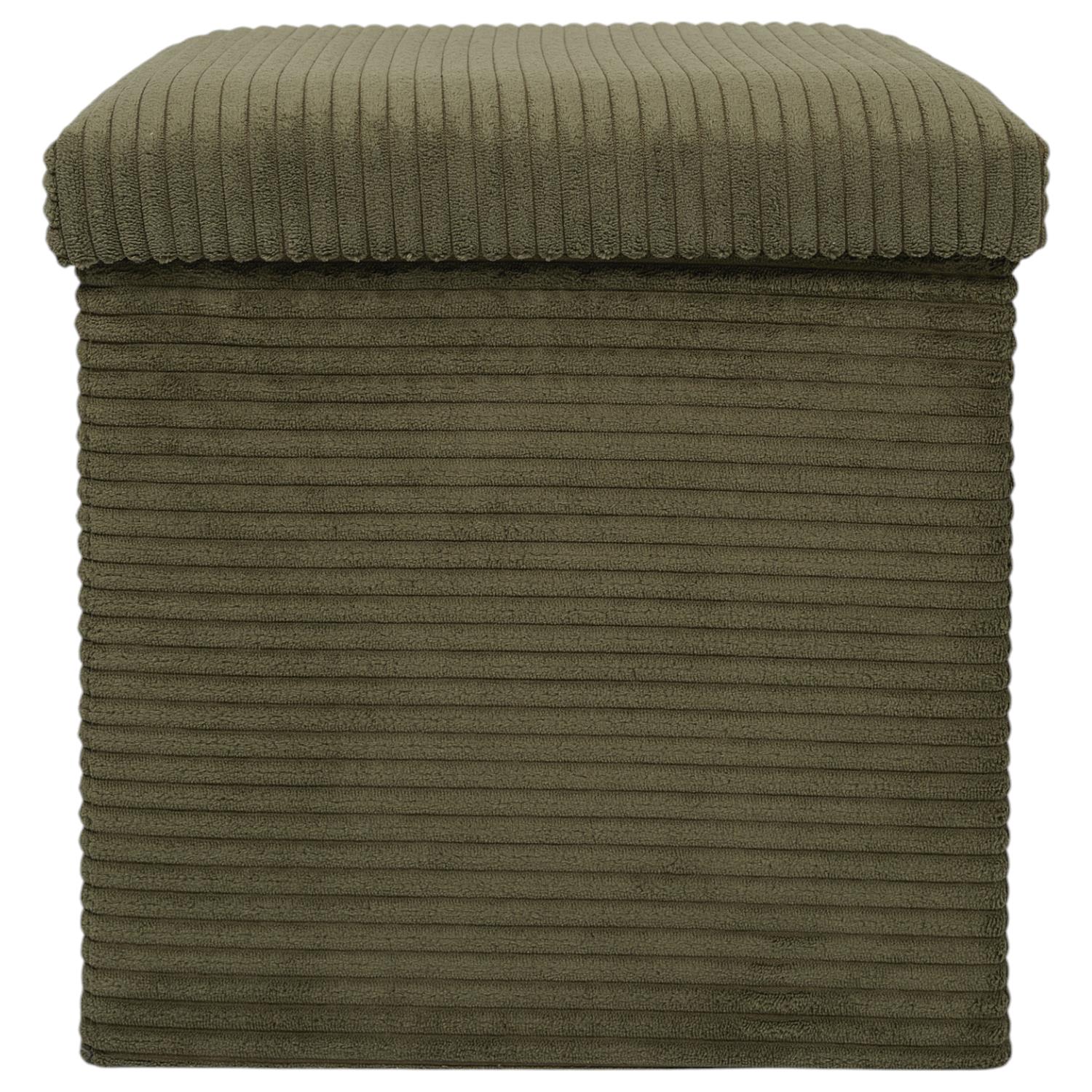 Coffre Pouf Pliable Cotele Scott Vert – Image 6