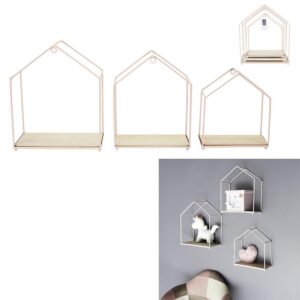 Lot de 3 Etagères Maison Filaire Rose