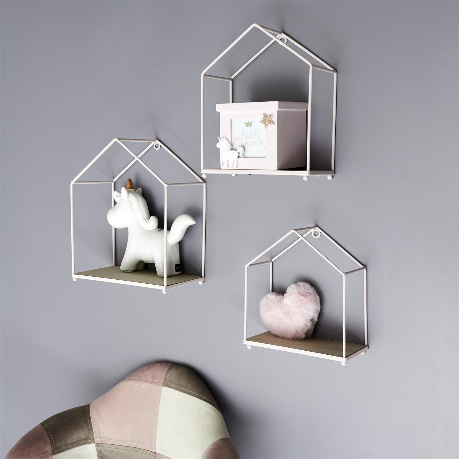 Lot de 3 Etagères Maison Filaire Rose – Image 2
