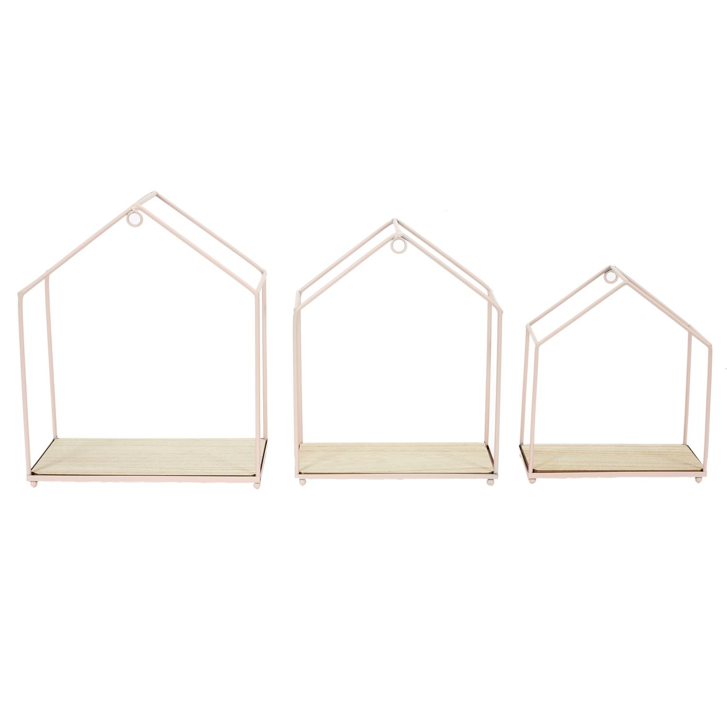 Lot de 3 Etagères Maison Filaire Rose – Image 3