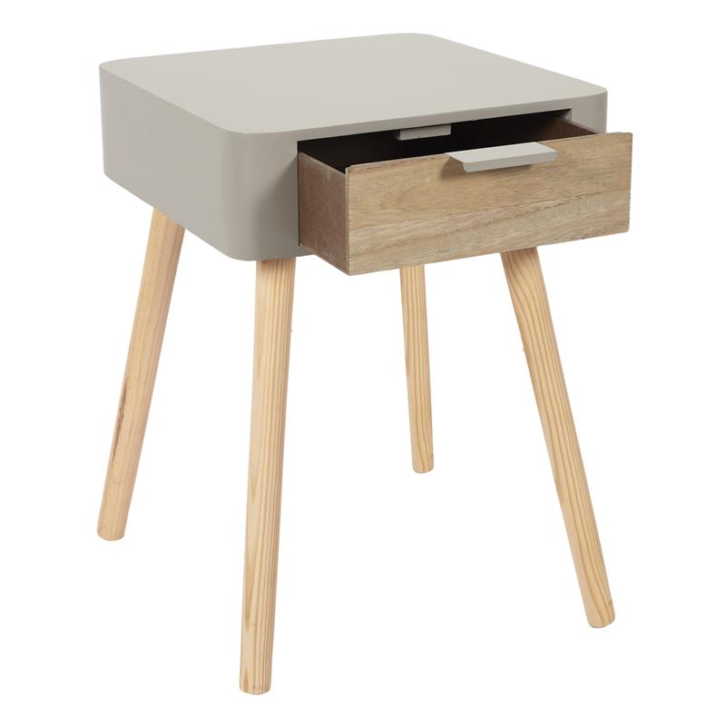 Chevet 1 Tiroir En Bois Taupe – Image 3