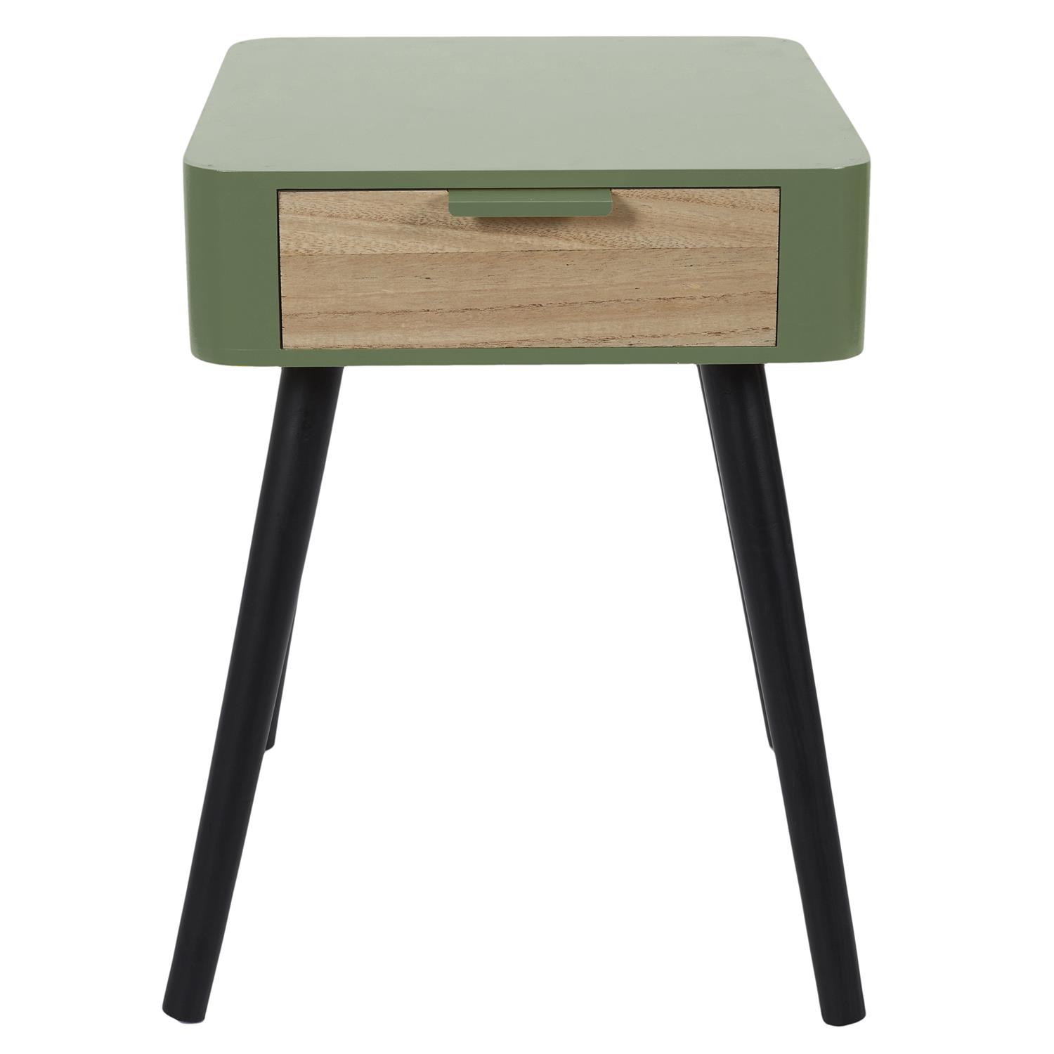 Chevet 1 Tiroir En Bois Vert Kaki – Image 6