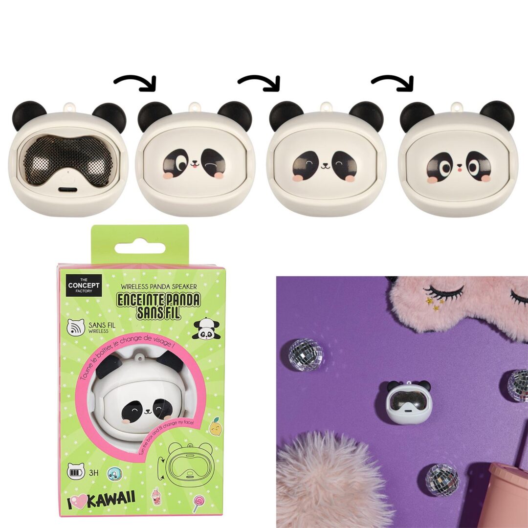 HT0239_GLOBAL Enceinte Sans Fil Multiface Panda Kawaii