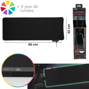 Tapis De Souris Gamer Xl Rgb 2 Ports Usb