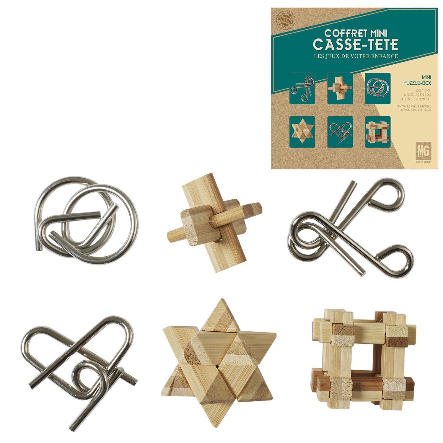 Coffret Casse Tete Bois Et Metal X6
