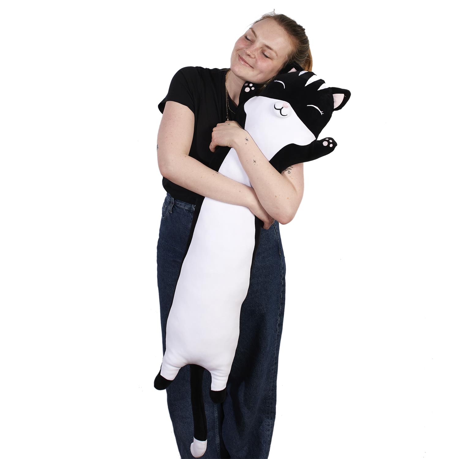 Peluche Allongee Chat Noir Kawaii – Image 3
