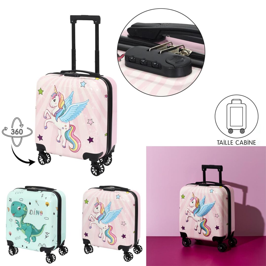 VO0054_GLOBAL Valise Cabine Dino Licorne