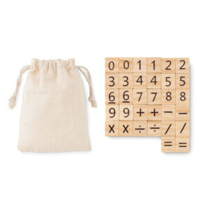 Jeu de Comptage Éducatif en Bois – 32 Pièces avec Pochette en Coton