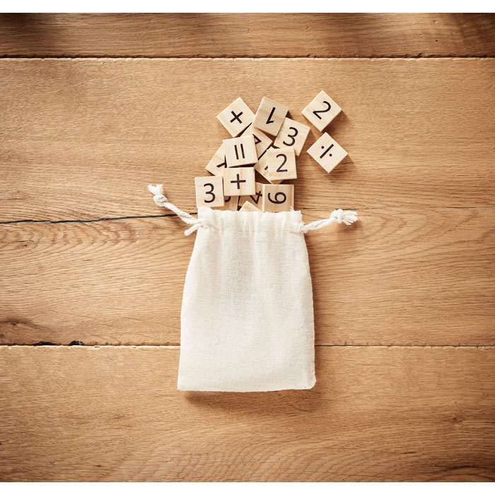 Jeu de Comptage Éducatif en Bois – 32 Pièces avec Pochette en Coton – Image 3
