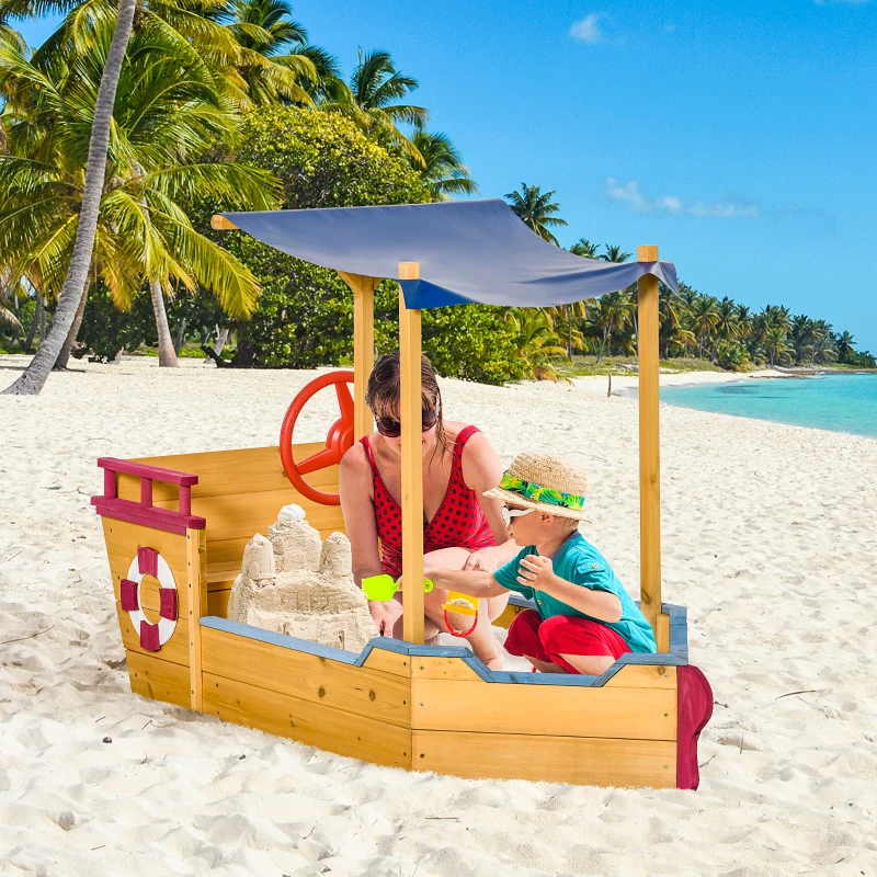 Bac à Sable Bateau de Pirate en Bois – Image 7