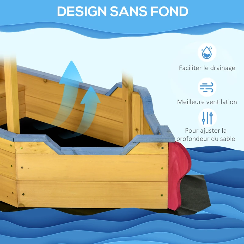 Bac à Sable Bateau de Pirate en Bois – Image 5