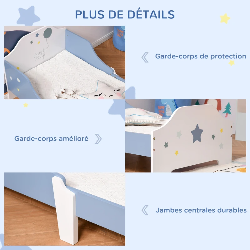 Lit pour enfants de 3 à 6 ans design étoiles – Image 3