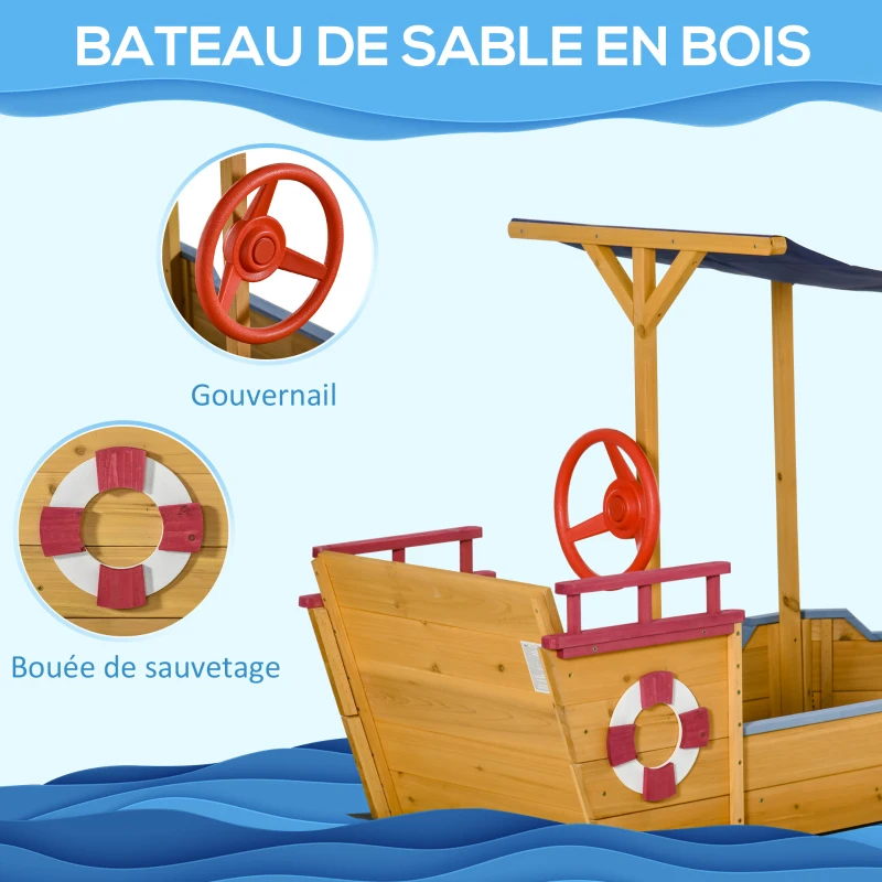 Bac à Sable Bateau de Pirate en Bois – Image 3