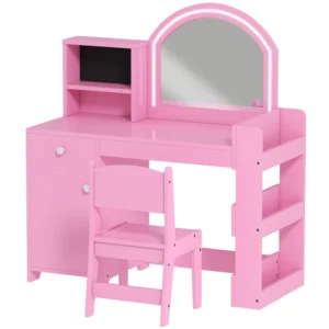 Coiffeuse pour enfants avec tabouret et miroir LED